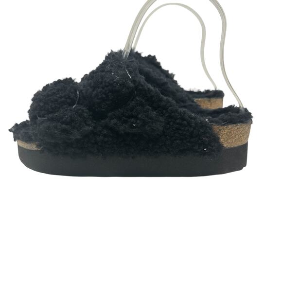 Birkenstock Papillio Arizona Big Buckle Shearling Sandals Teddy Black Size 36 - Picture 8 of 12